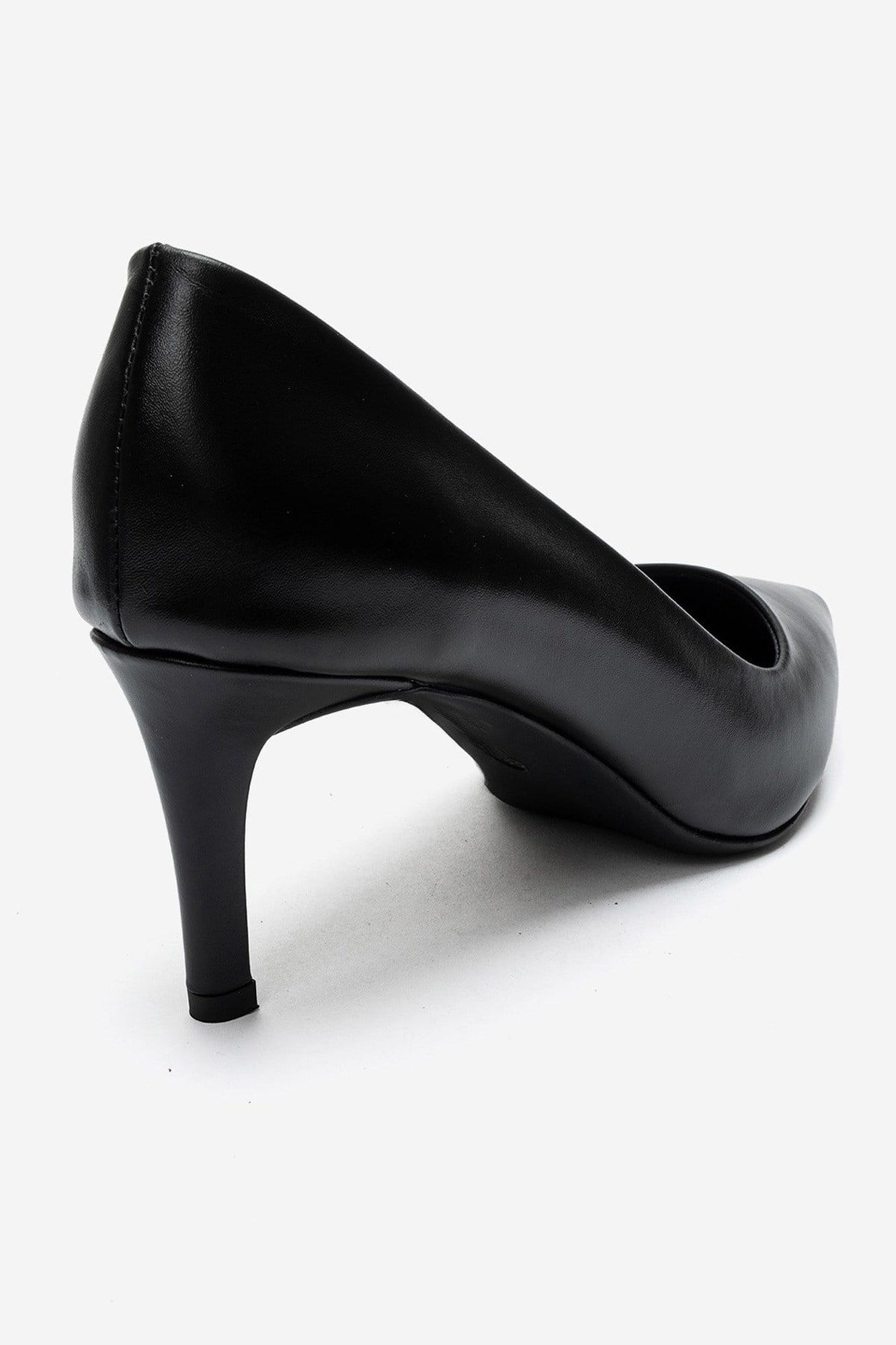 Clyde - Black Genuine Leather Stiletto Pump – back view showing leather, black, SimmiUnique