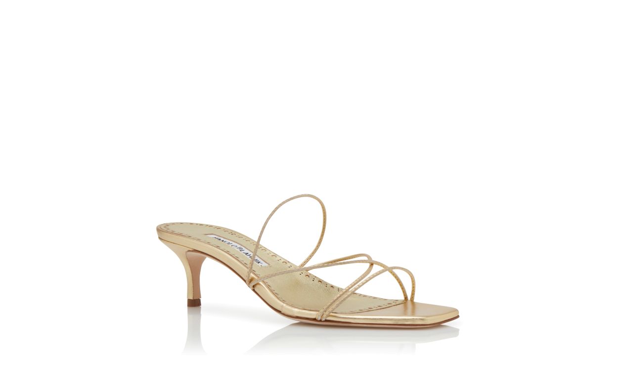 Estelle Dawn Gold Open Toe Mules – top view showing gold open toe, nappa leather, SimmiUnique