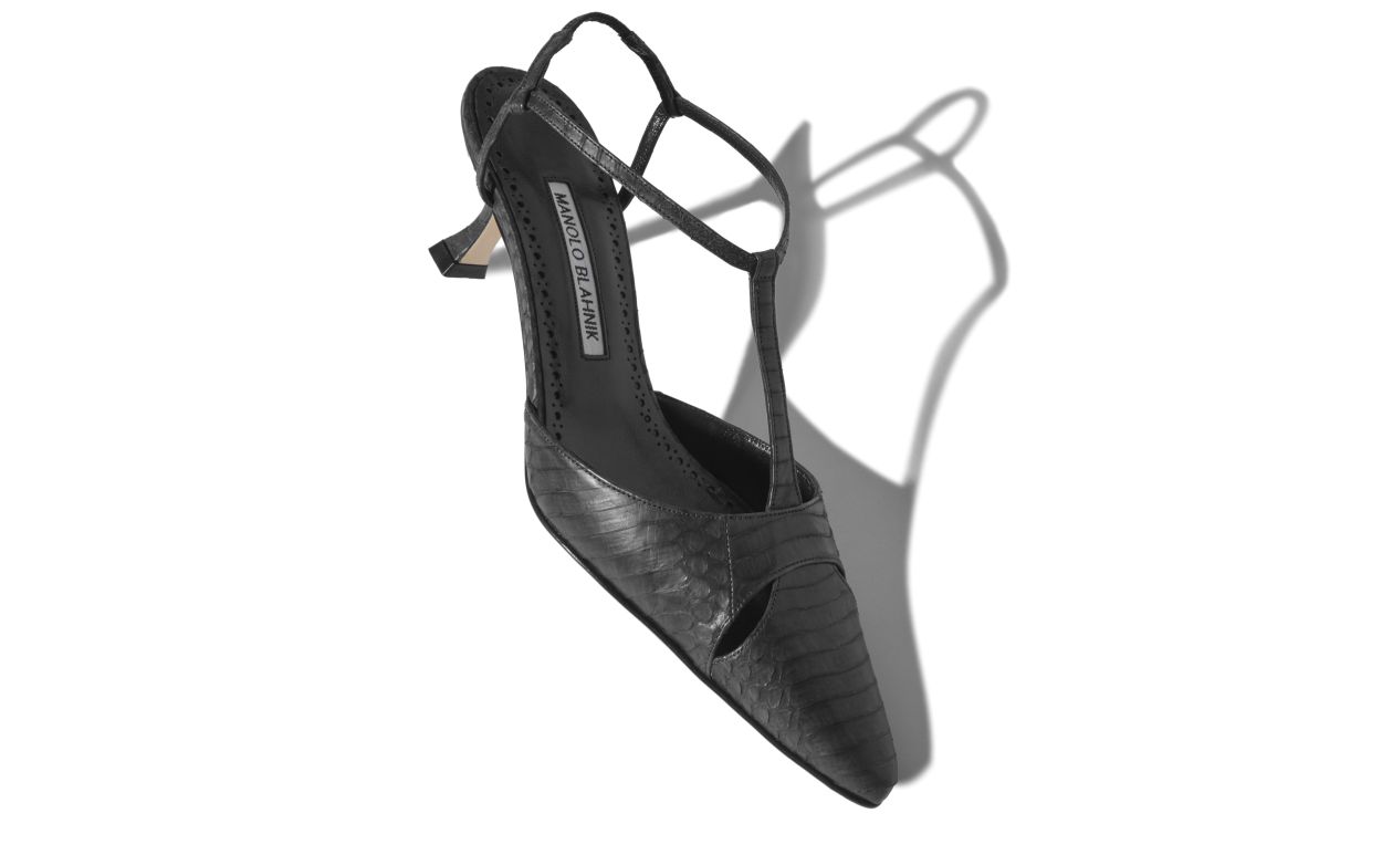 Valentina Élan Black T-Bar T-Bar Shoes – front three-quarter view showing black t-bar, slingback, SimmiUnique