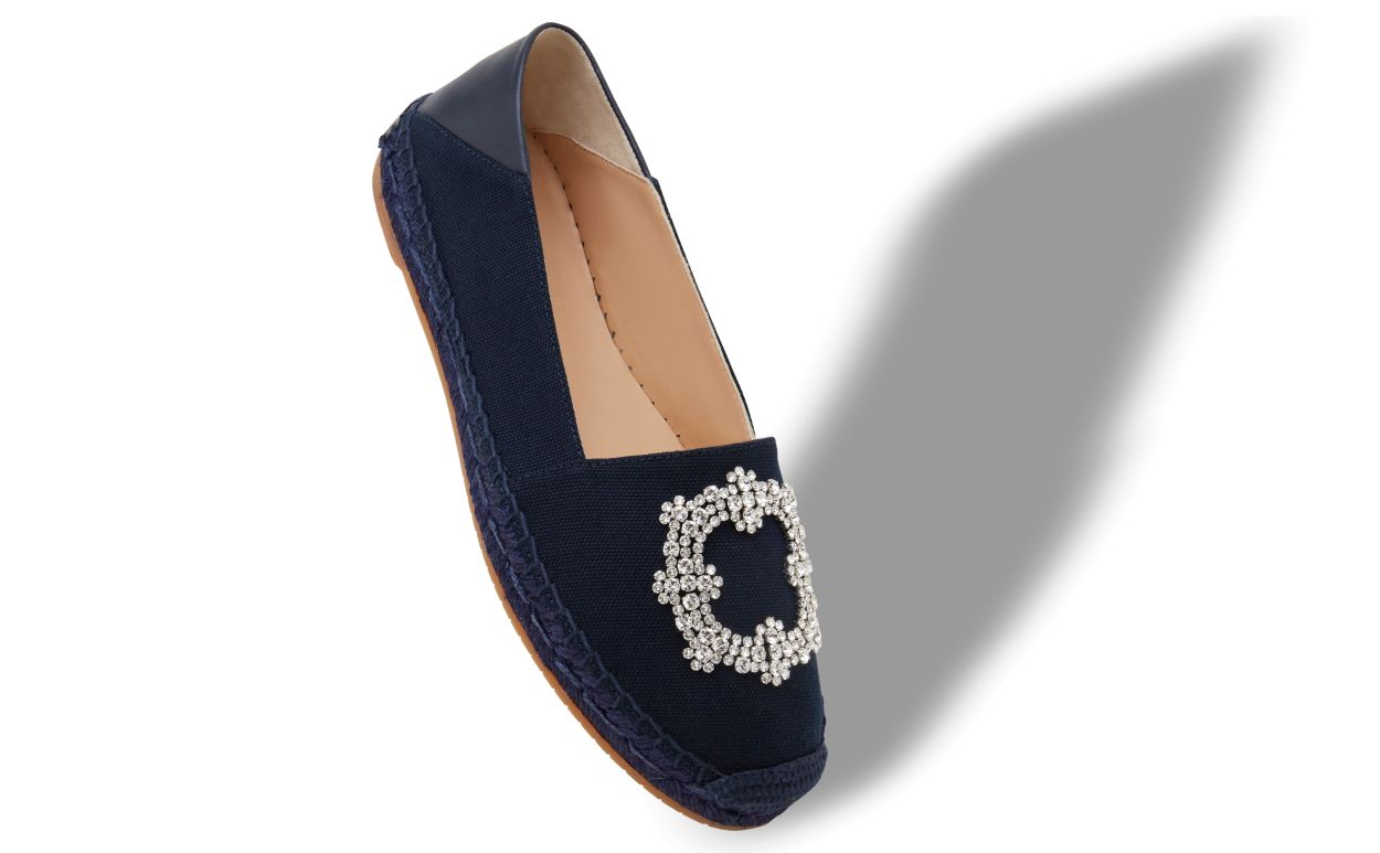 Delphine Élan Blue Round Toe Espadrilles – front three-quarter view showing blue round toe, SimmiUnique