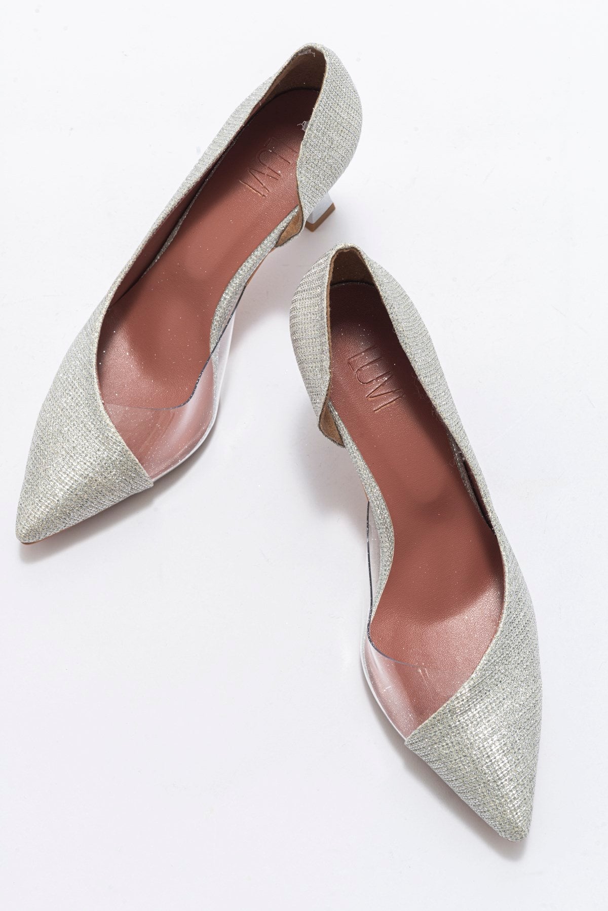 Vera Lame Glitter Pointed Toe Pump – back view showing leather, glitter, SimmiUnique