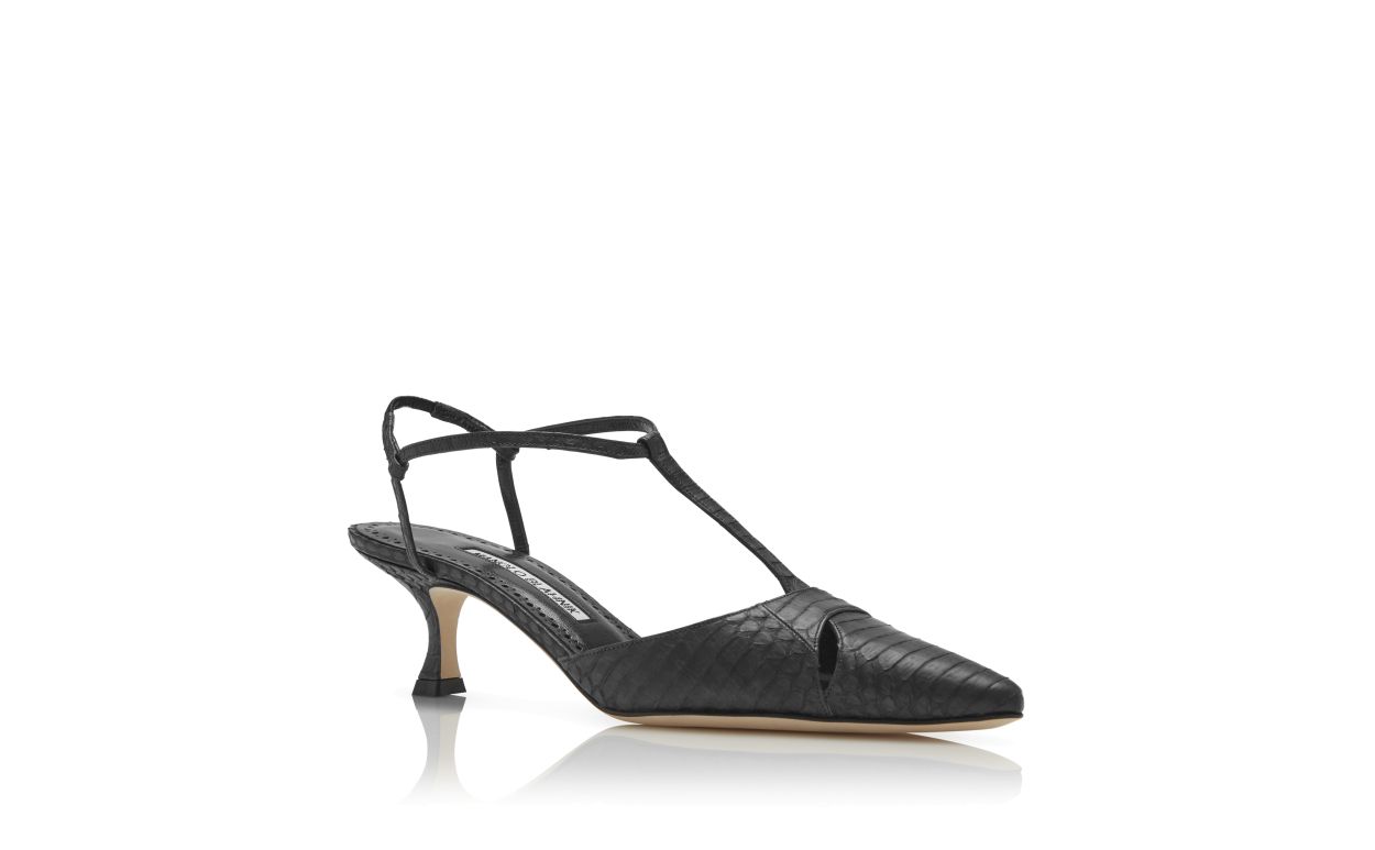 Valentina Élan Black T-Bar T-Bar Shoes – top view showing black t-bar, slingback, SimmiUnique