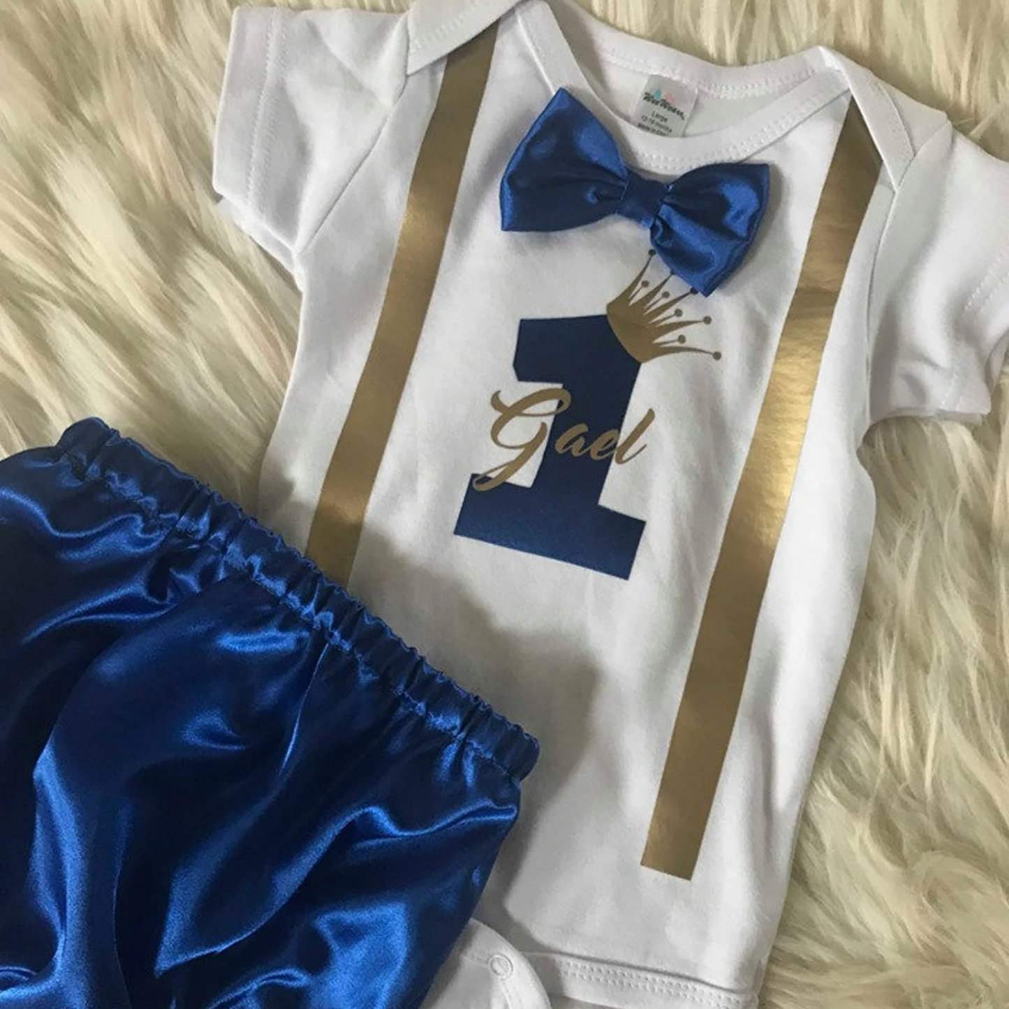 Royal Blue Prince King outfit first smash cake