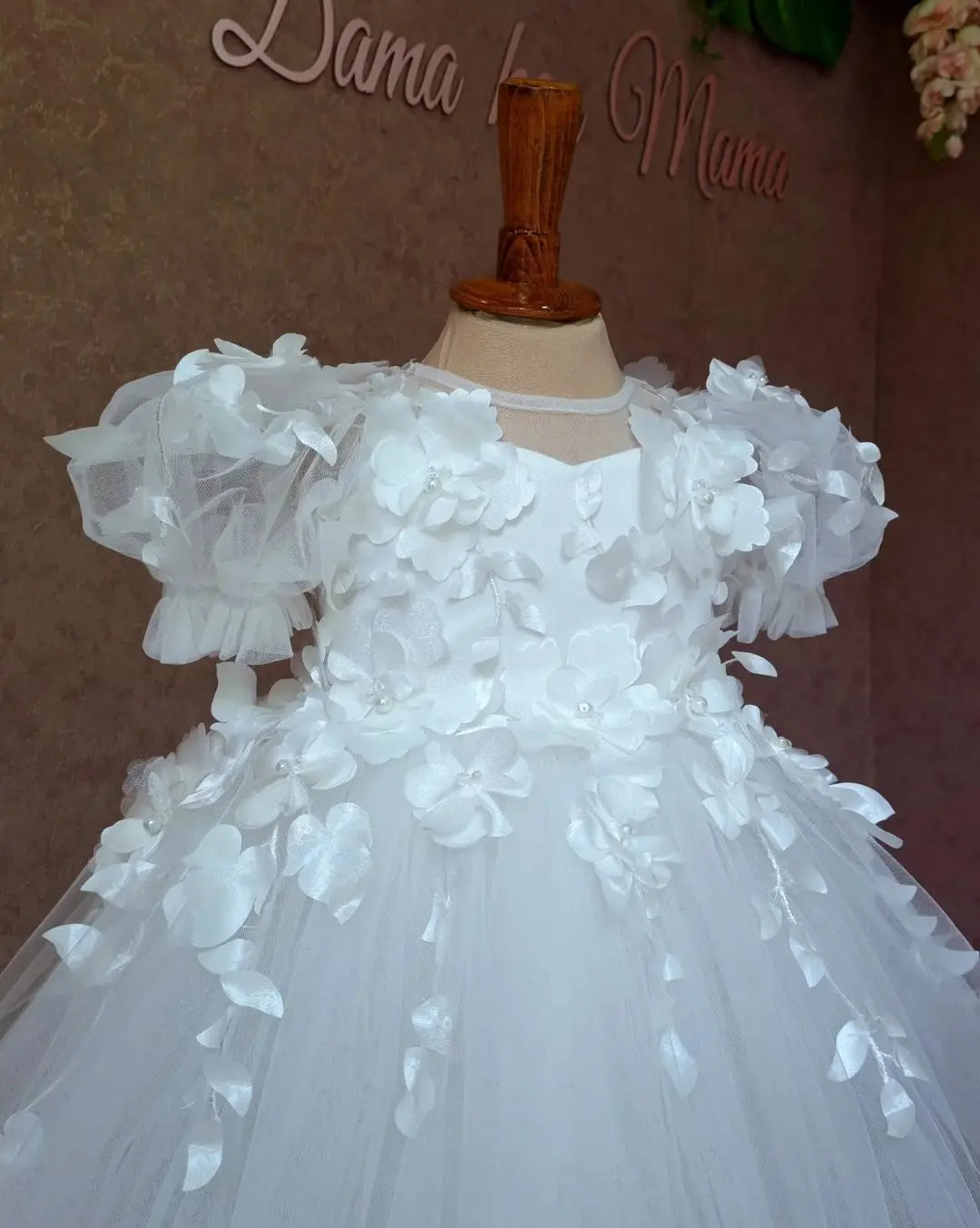 white baby girl dress for birthday parties, weddings, newborn photoshoots and special occasions
