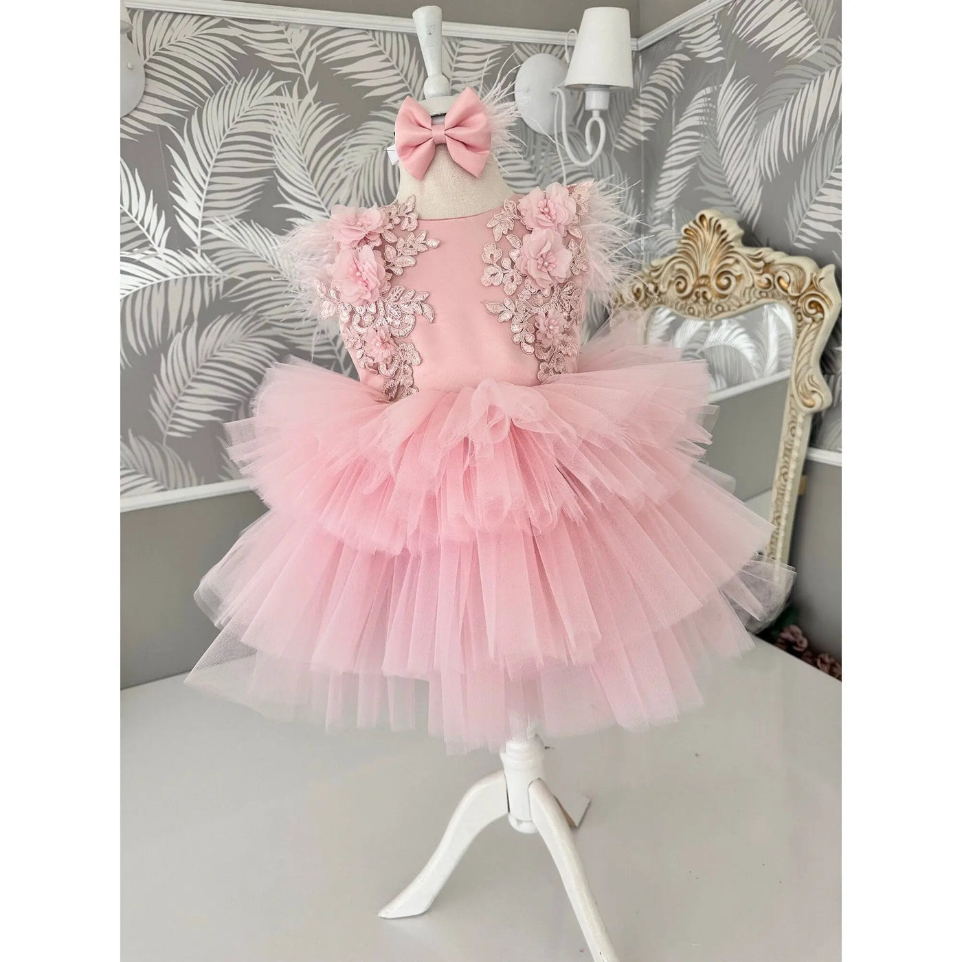Baby Girl Dress pink newborn – side view
