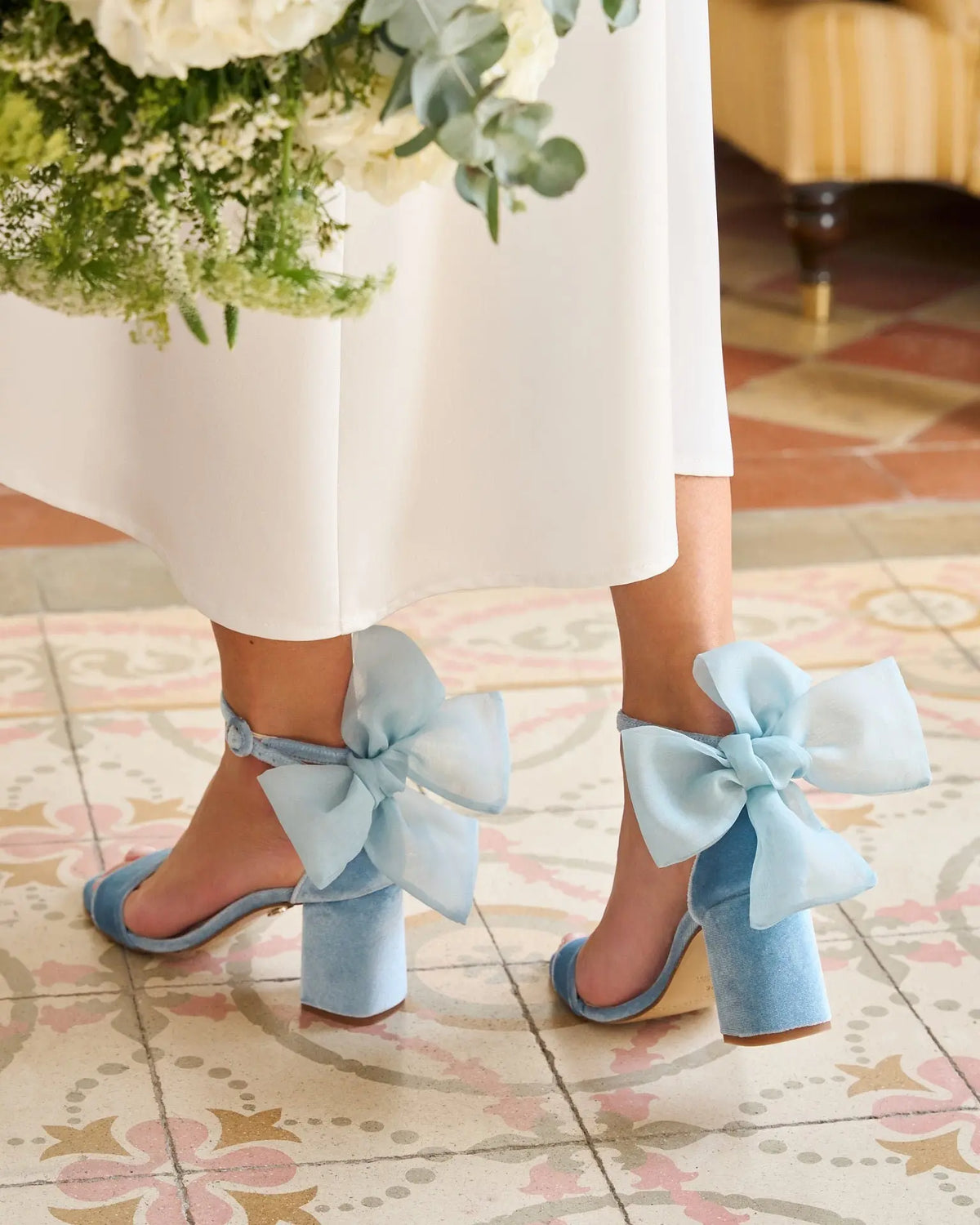 Blue Premium Block Heel Sandals – detail shot