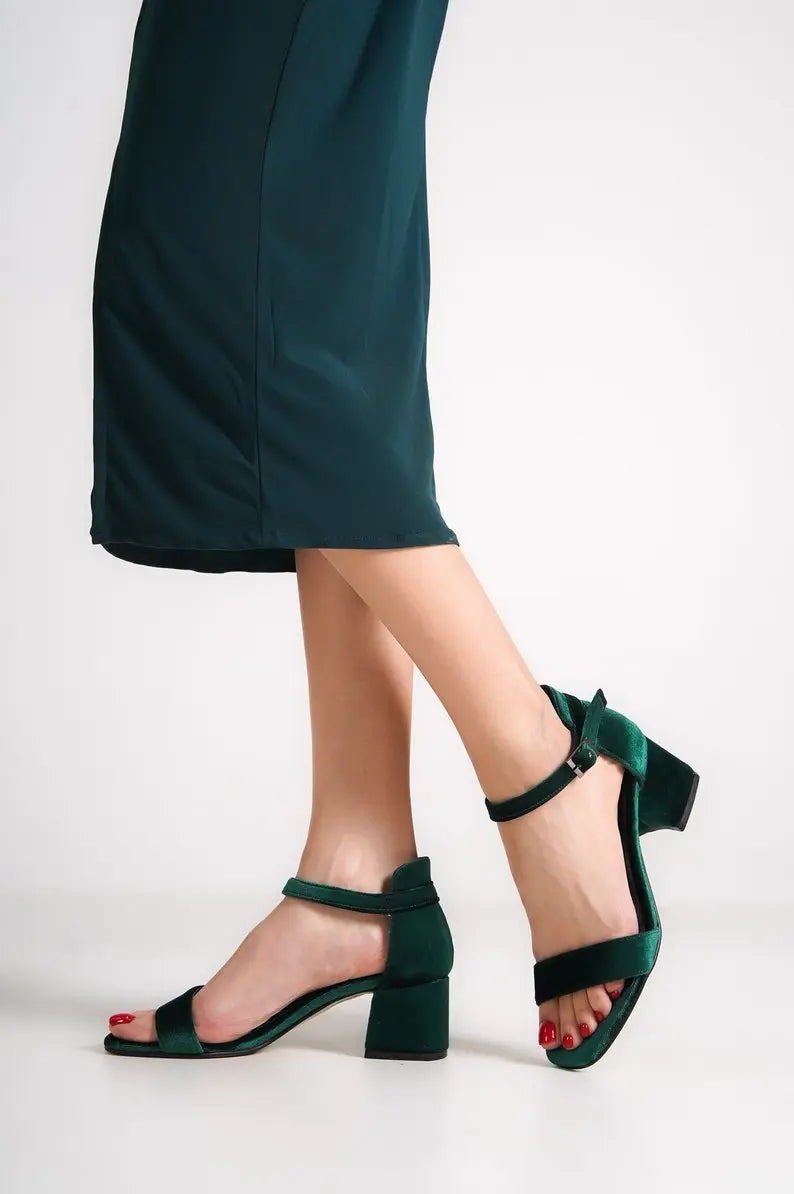 Dark Green Wedding Shoes – side view