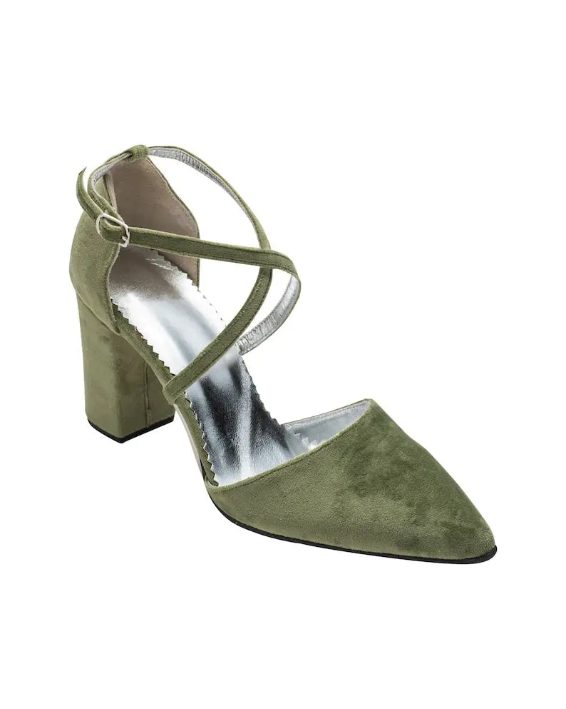 Green Velvet Wedding Shoes – side view