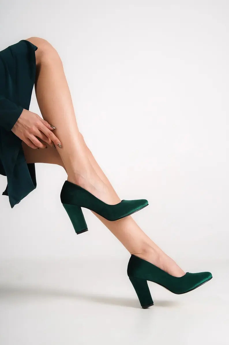 green women's velvet shoes for birthday parties, weddings, newborn photoshoots and special occasions
