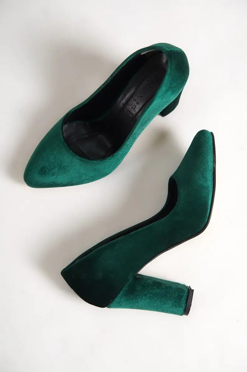 Handmade Classic Velvet Women Wedding (Green) – photo 7