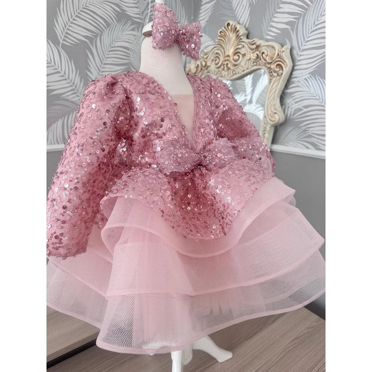 Luxury Flower Girl Dress Scoop Neck Puff Girls Party Dress – photo 9