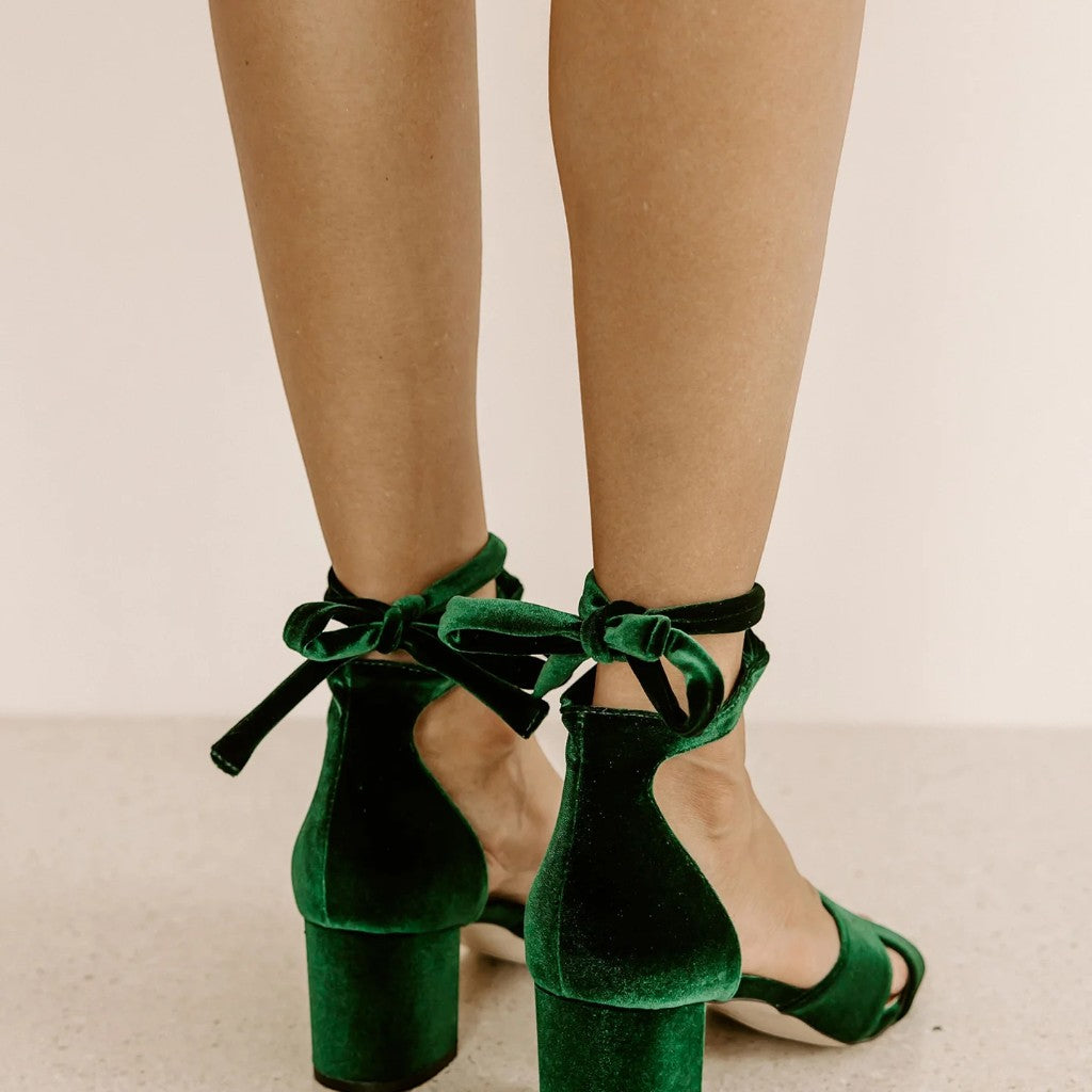 PASSION - EMERALD WEDDING SHOES LOW BLOCK HEEL - FINAL SALE