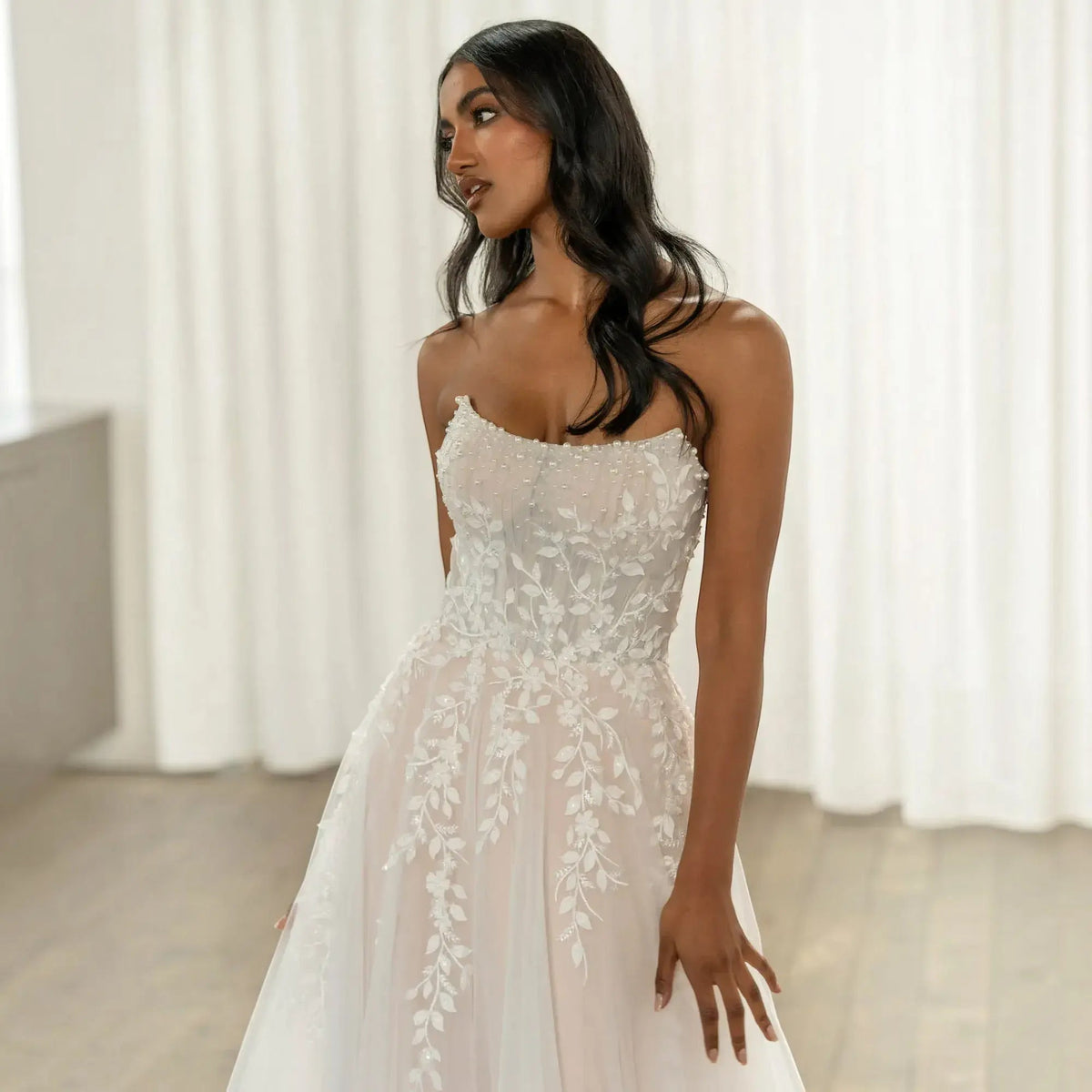 Destination Silk A-Line Wedding Dress, luxury bridal gown, additional product image 2 by SimmiUnique