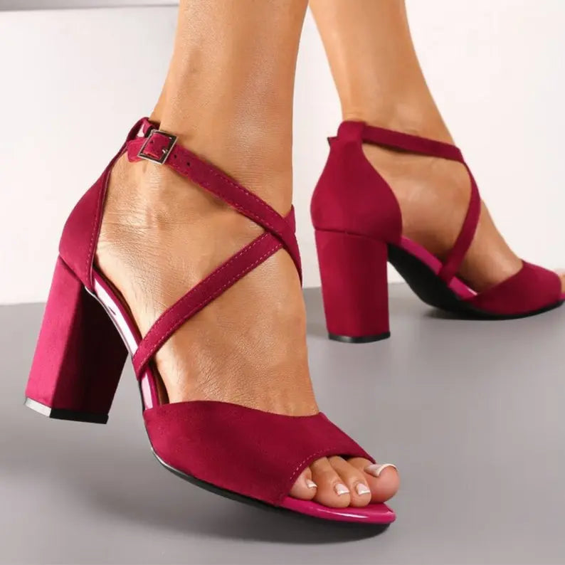 Red Bridal Shoes – side view