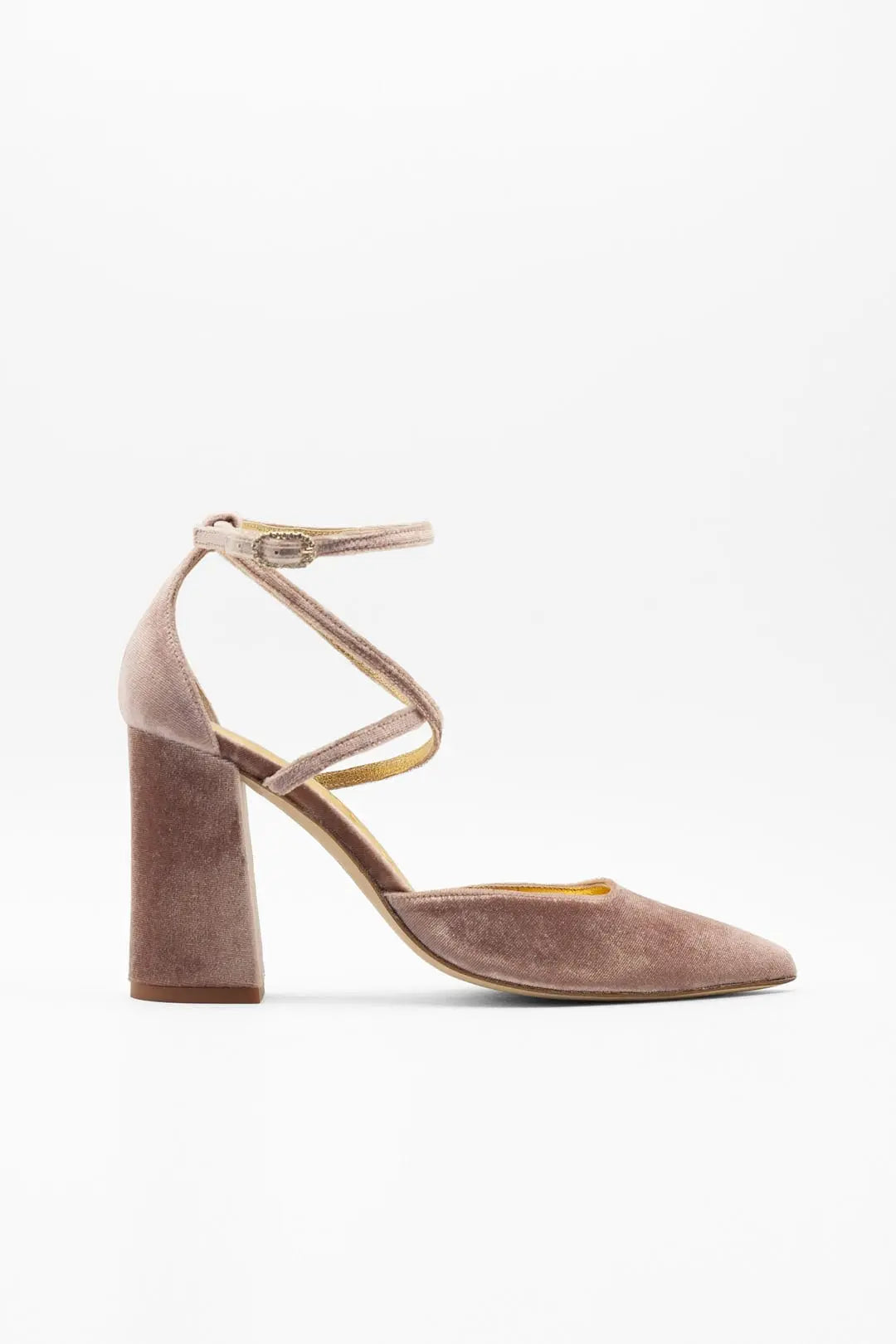 Rose Velvet Wedding Shoes – close-up