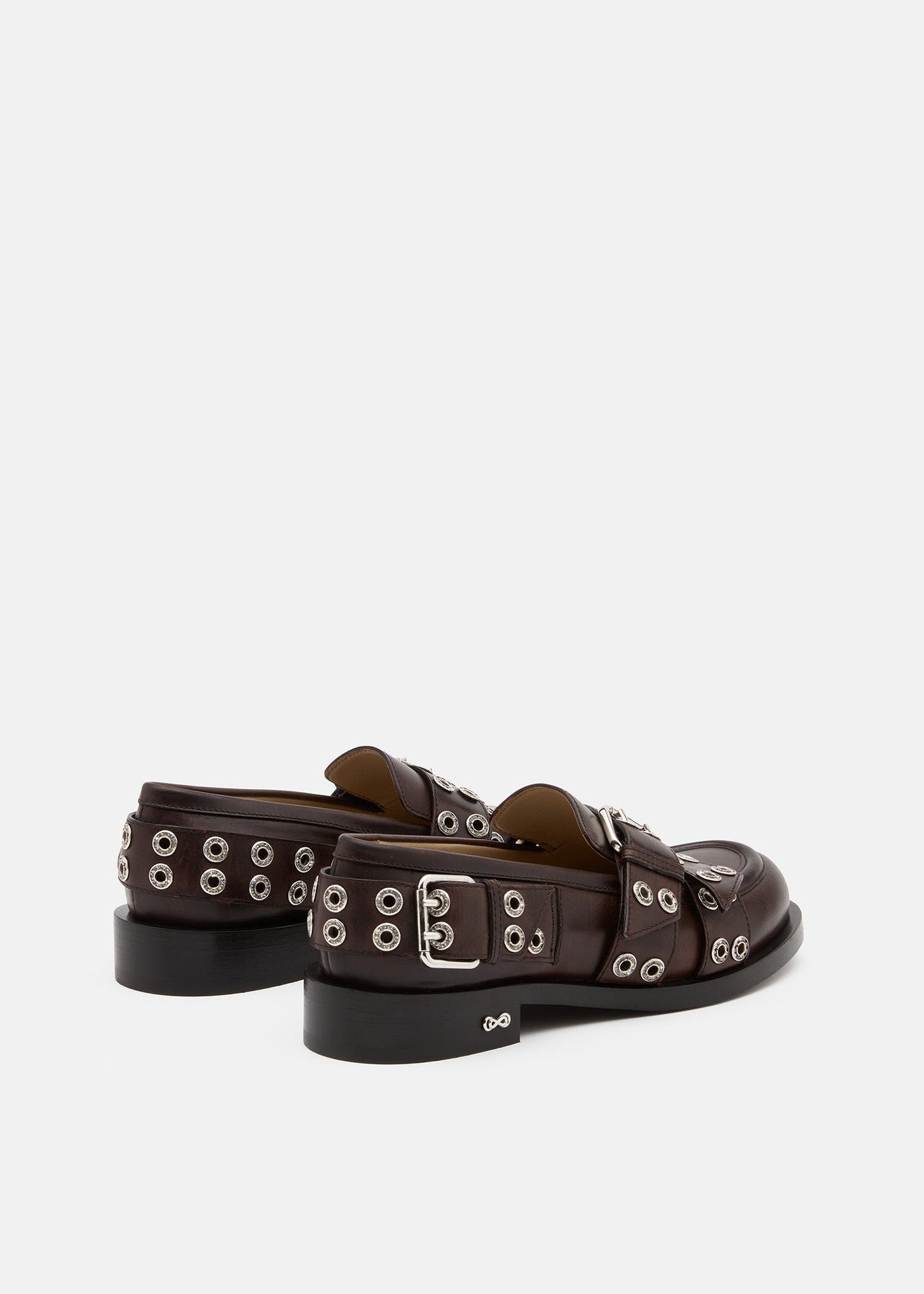 Bianca Brown Red Loafers – heel view showing red, SimmiUnique