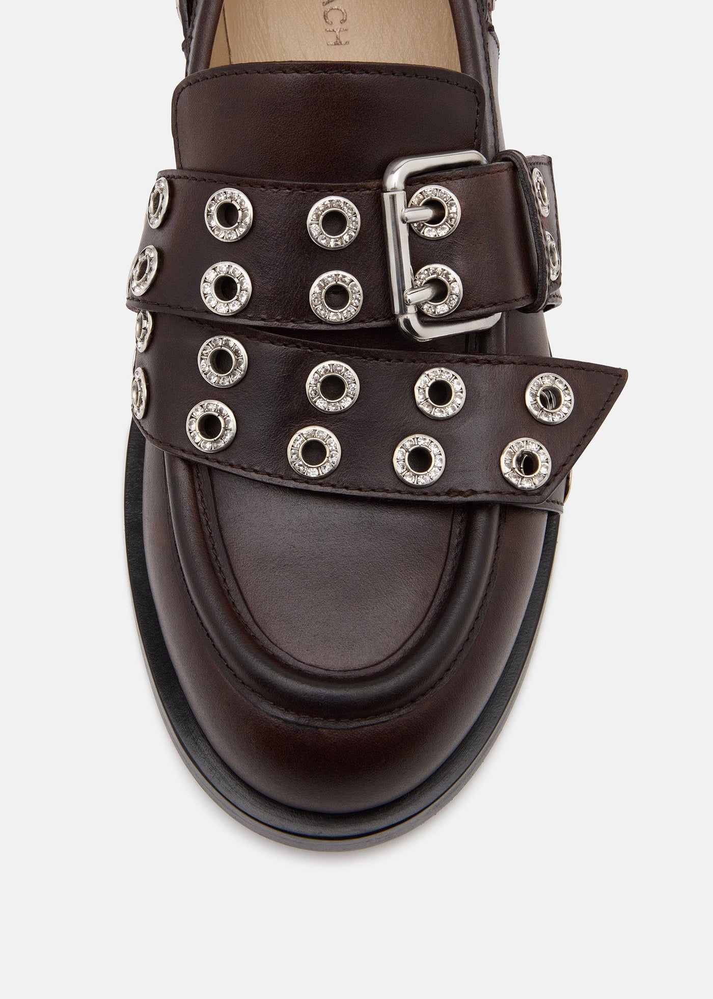 Bianca Brown Red Loafers – rear view showing red, SimmiUnique