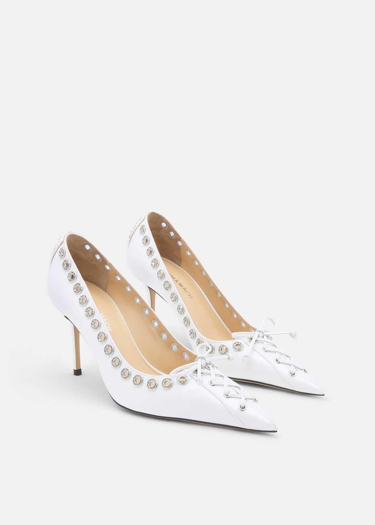 Cosette White Crystal Pumps – side profile showing crystal, patent leather, red, SimmiUnique