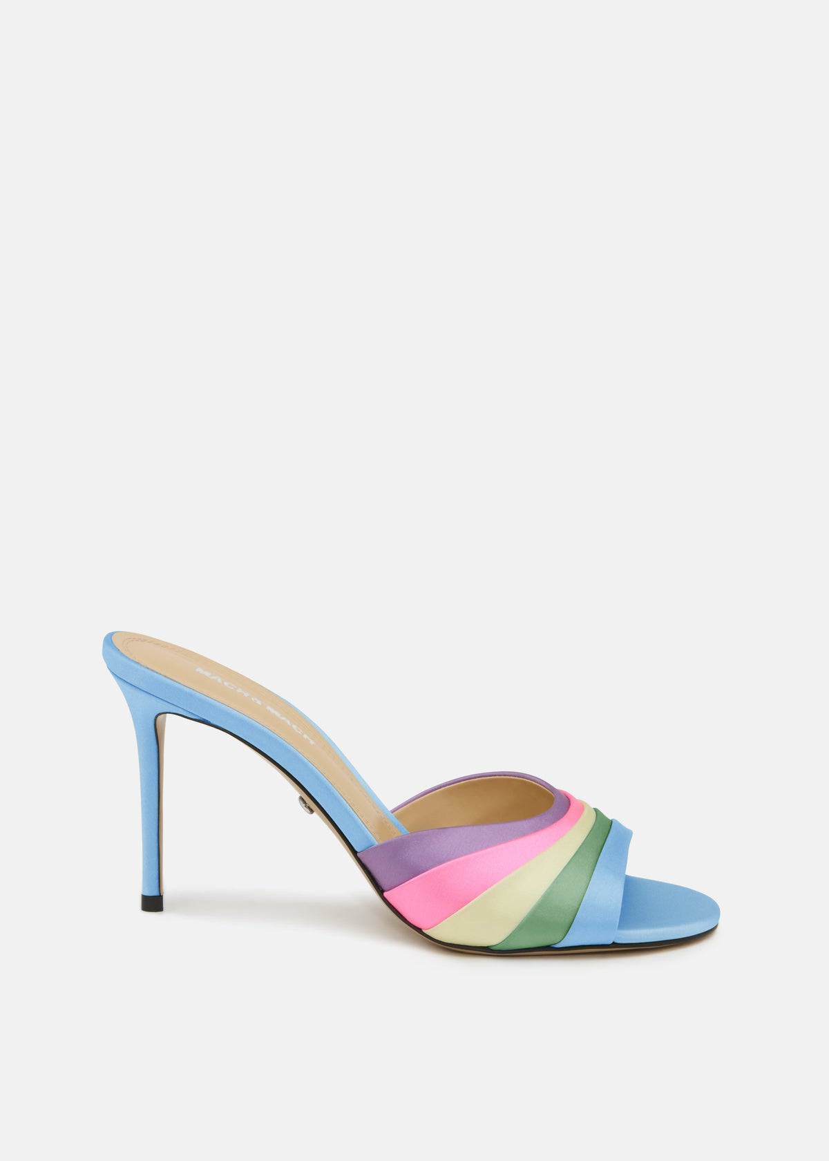 Marielle Multicolor Double Bow Mules – front three-quarter view showing double bow, satin, SimmiUnique