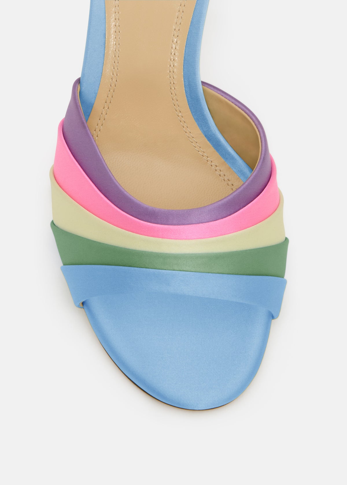 Marielle Multicolor Double Bow Mules – rear view showing double bow, satin, SimmiUnique