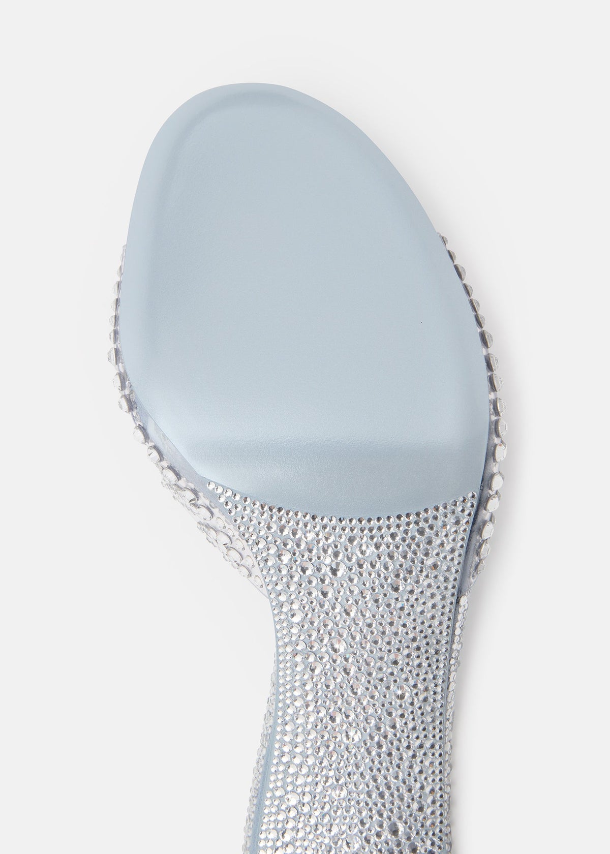 Lunette Grey Crystal Flame Mules – heel view showing crystal flame, metallic, SimmiUnique