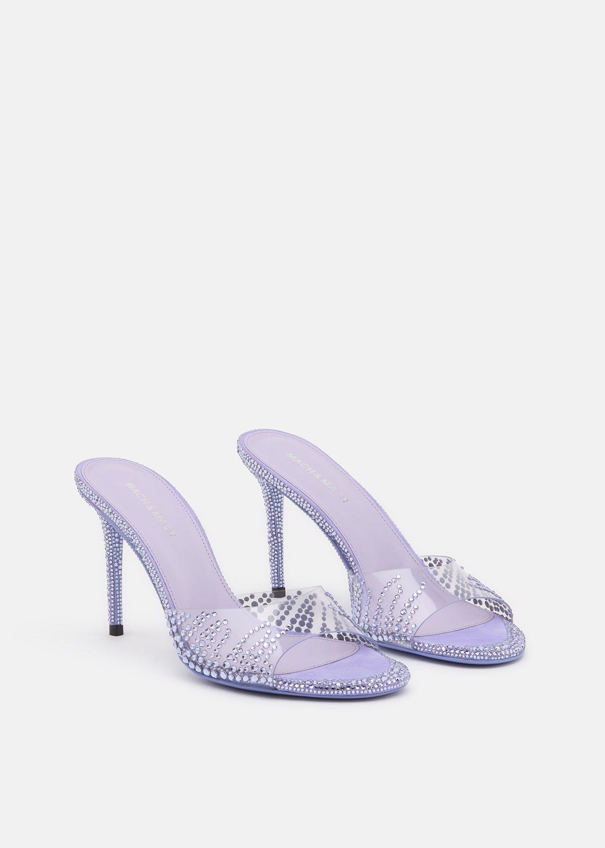 Valentina Lavender Crystal Flame Mules – side profile showing crystal flame, SimmiUnique