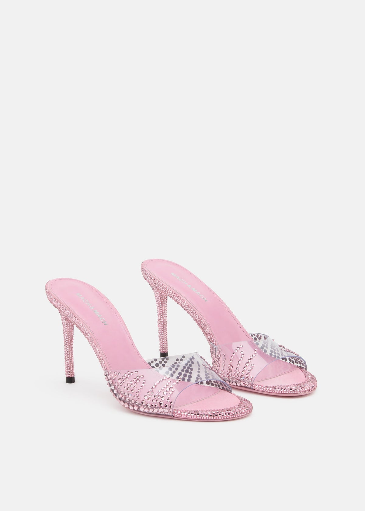 Seraphina Pink Crystal Flame Mules – side profile showing crystal flame, pink, SimmiUnique
