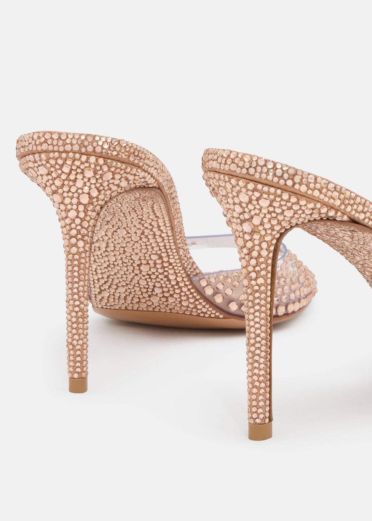 Genevieve Gold Crystal Flame Mules – rear view showing crystal flame, metallic, gold, red, SimmiUnique
