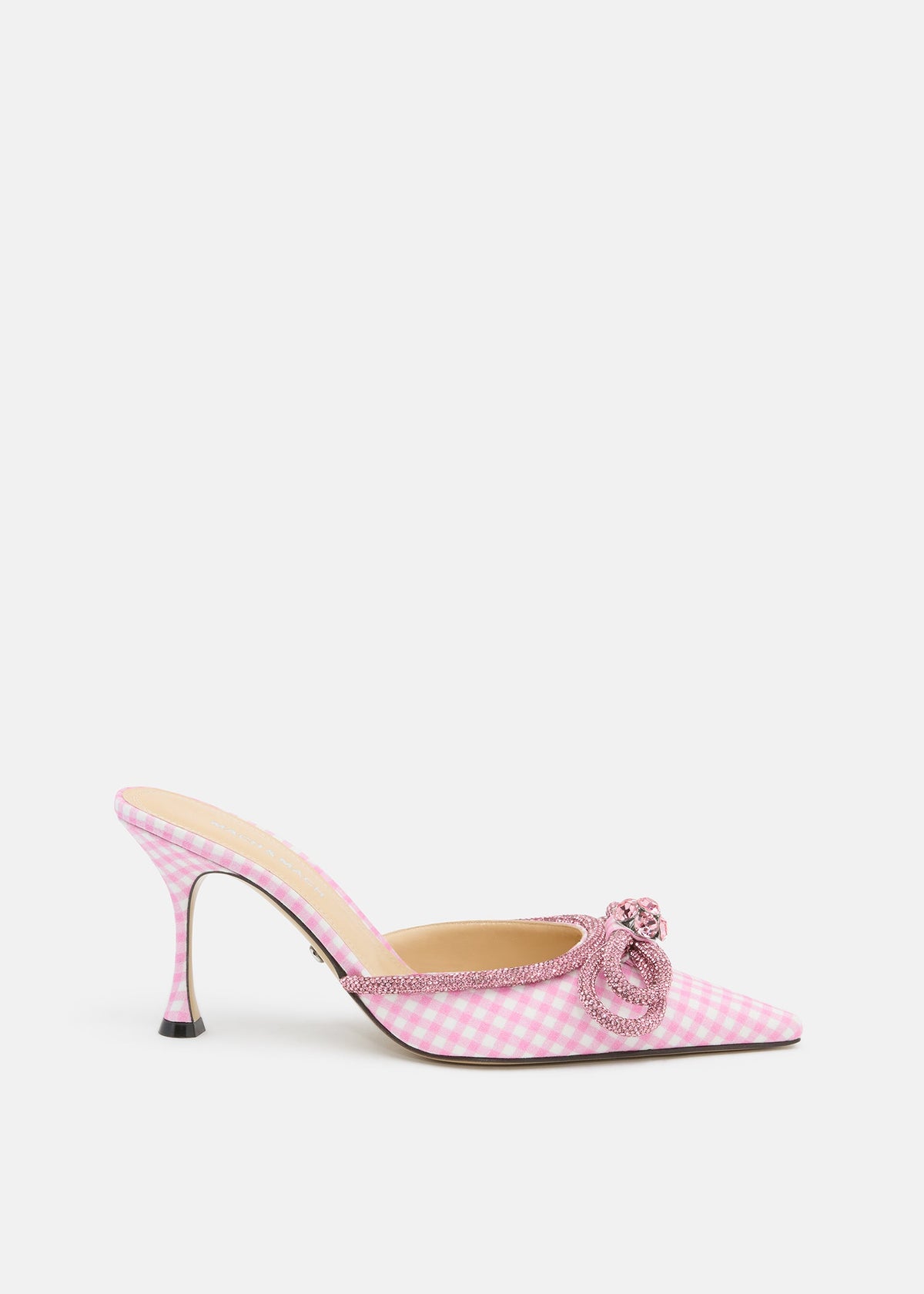Cressida Pink Double Bow Mules – front three-quarter view showing double bow, pink, SimmiUnique