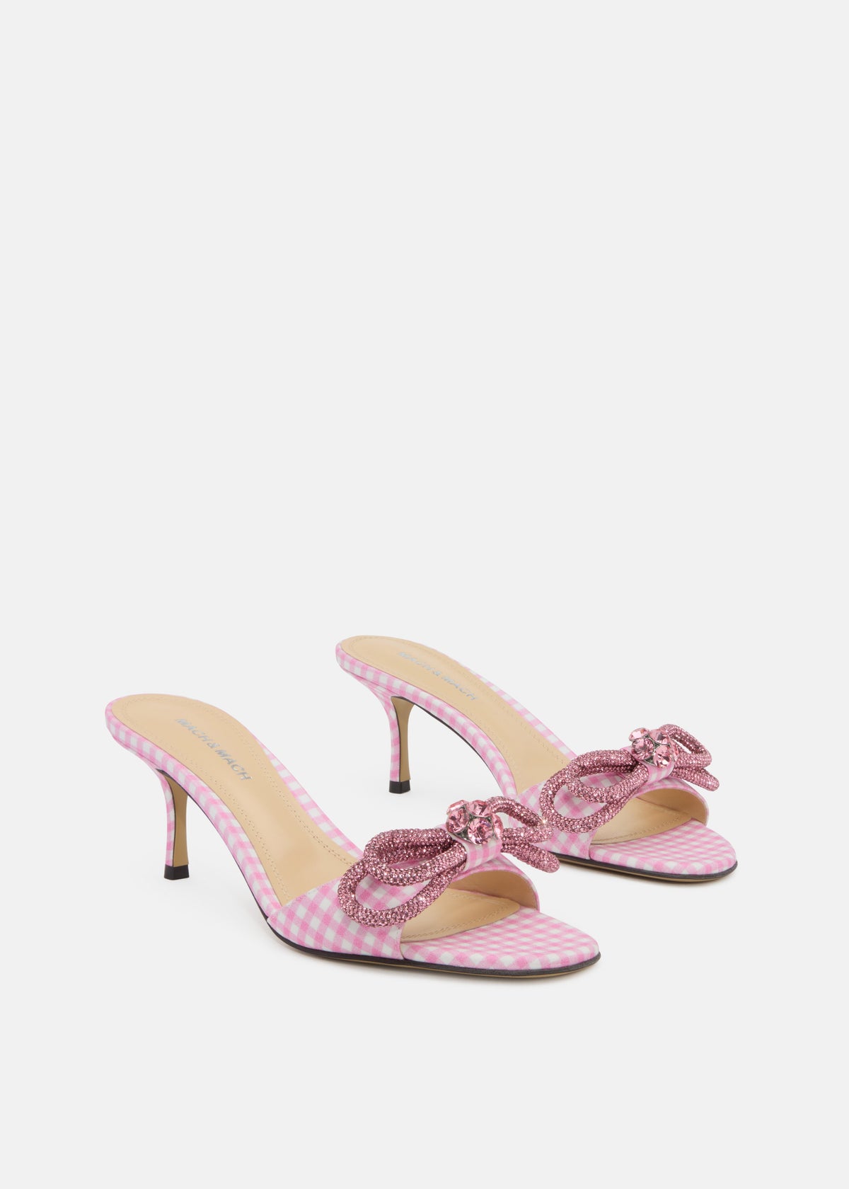Evangeline Pink Double Bow Mules – side profile showing double bow, pink, SimmiUnique