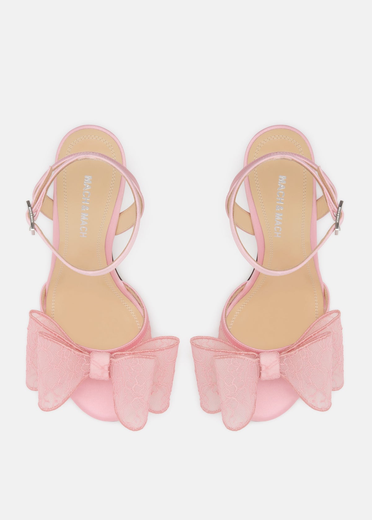 Rosalie Pink Double Bow Sandals – side profile showing double bow, lace, pink, SimmiUnique