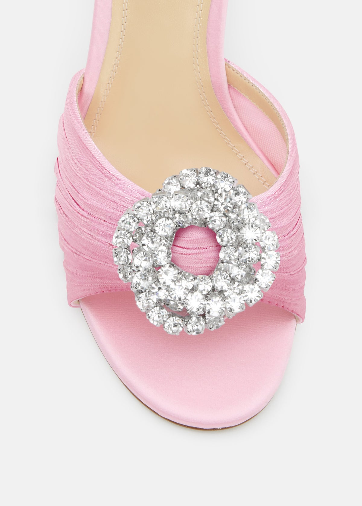 Aurelia Pink Double Bow Mules – rear view showing double bow, satin, pink, SimmiUnique