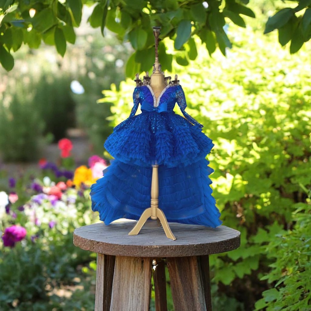 Cleopatra Saxe Blue Dress - Special Design Girl's Evening Dress – detail shot