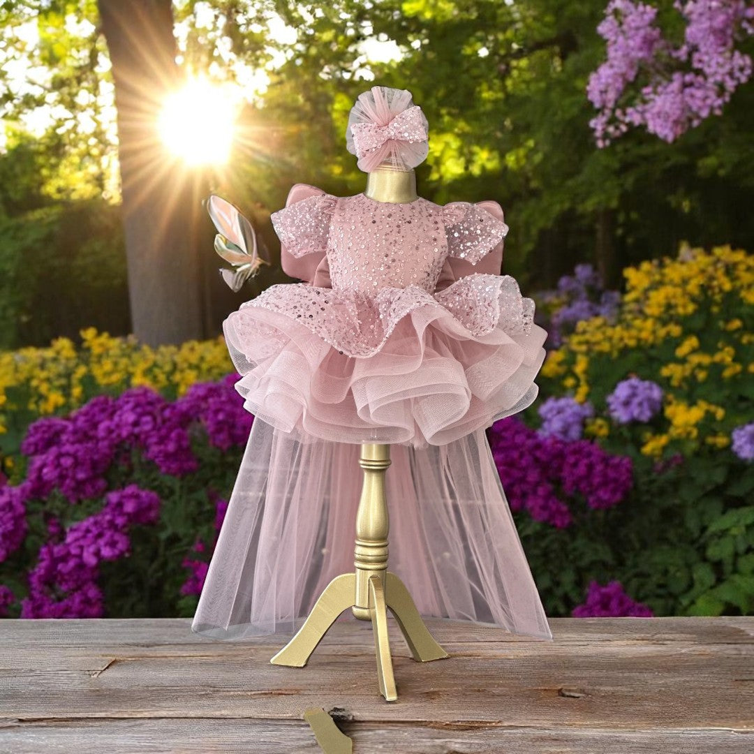 Shiny White Butterfly Dress - Special Design Girl's Evening Dress