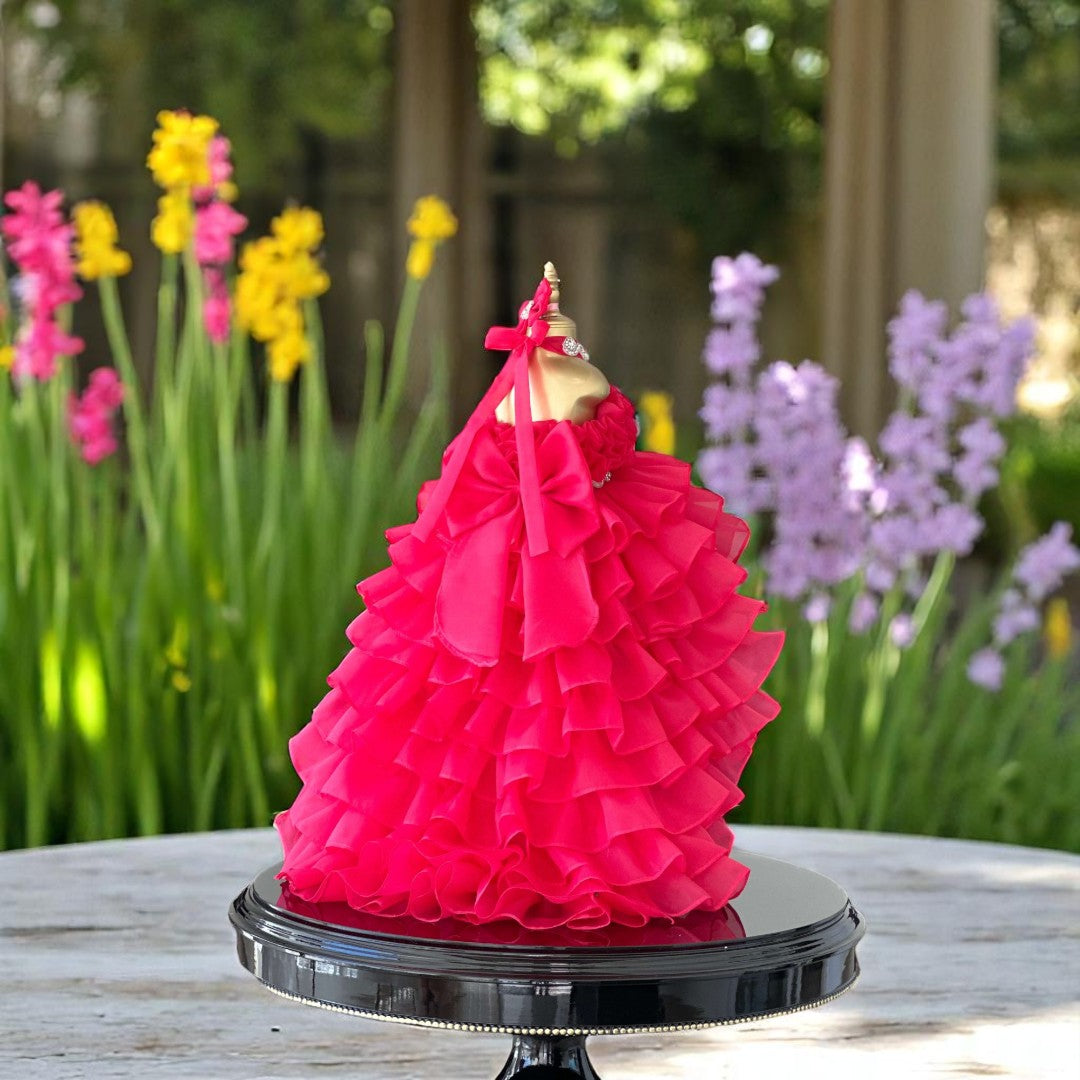 Princess Fuchsia Evening Dress – close-up