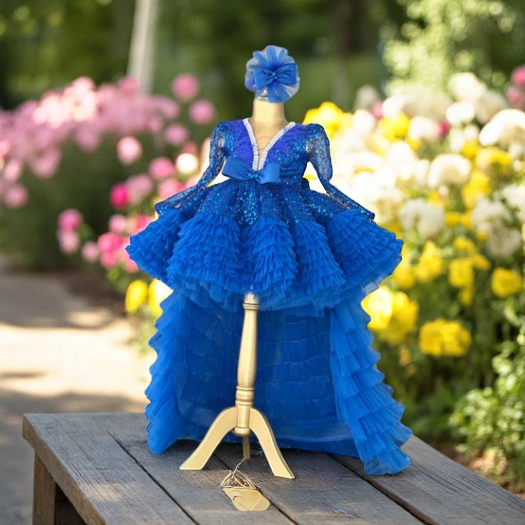 Cleopatra Saxe Blue Dress - Special Design Girl's Evening Dress – side view
