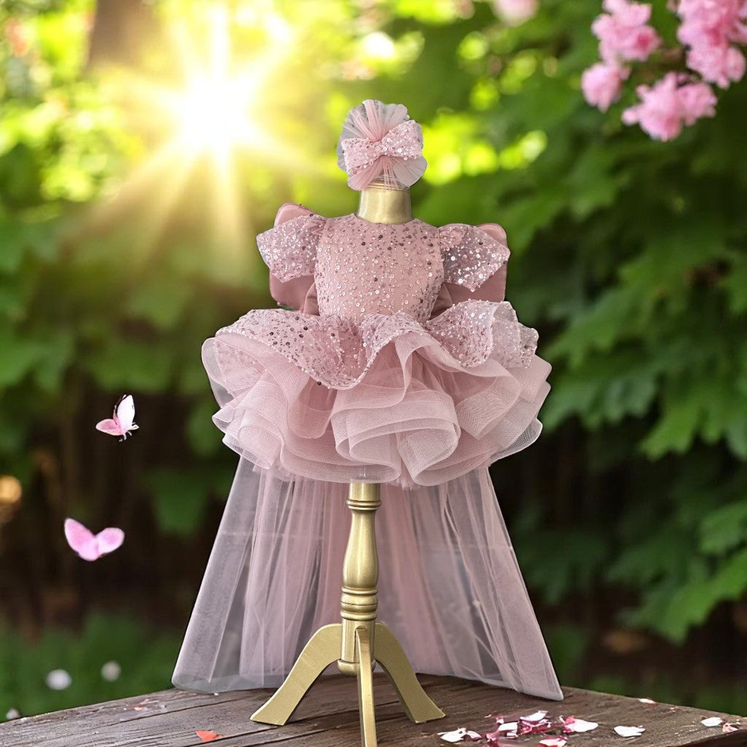 Shiny White Butterfly Dress - Special Design Girl's Evening Dress