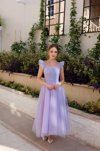 Sofia Lilac Special Design Evening Dress Tulle Dress – close-up