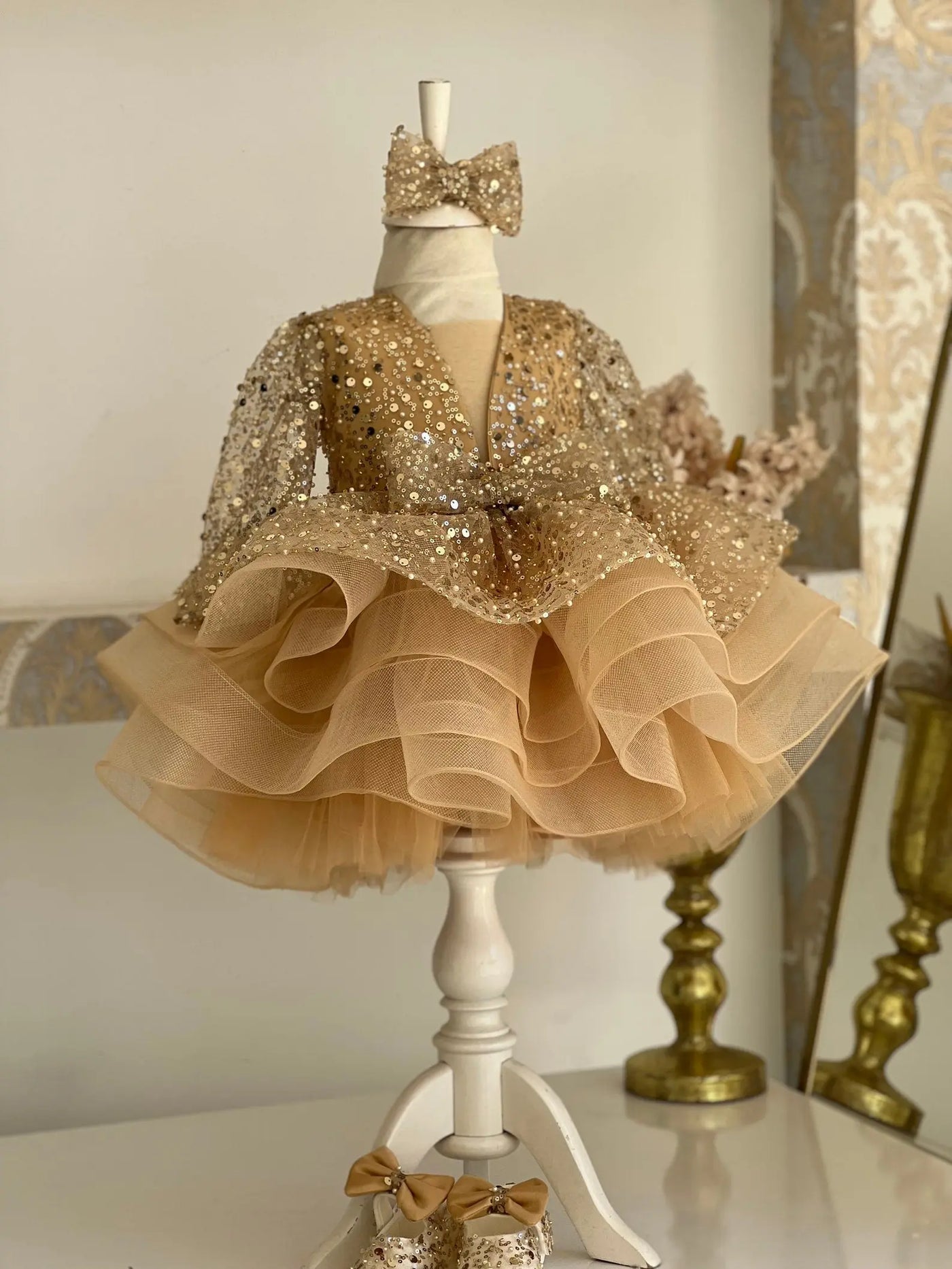 Toddler Gold Pageant Dress – styled look