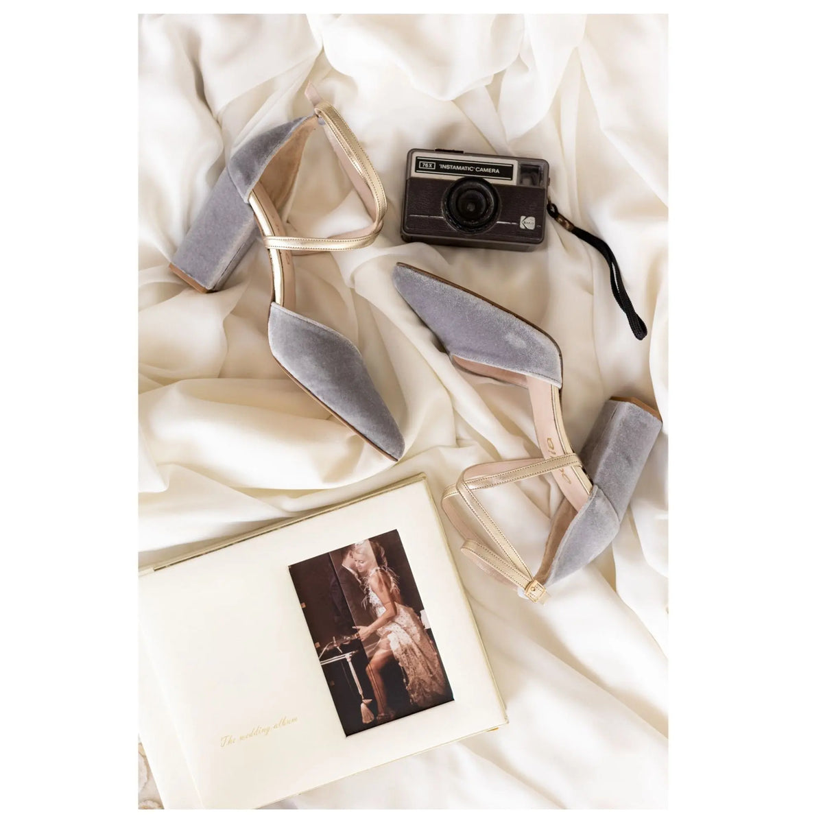 Grey Velvet Wedding Shoes – styled look