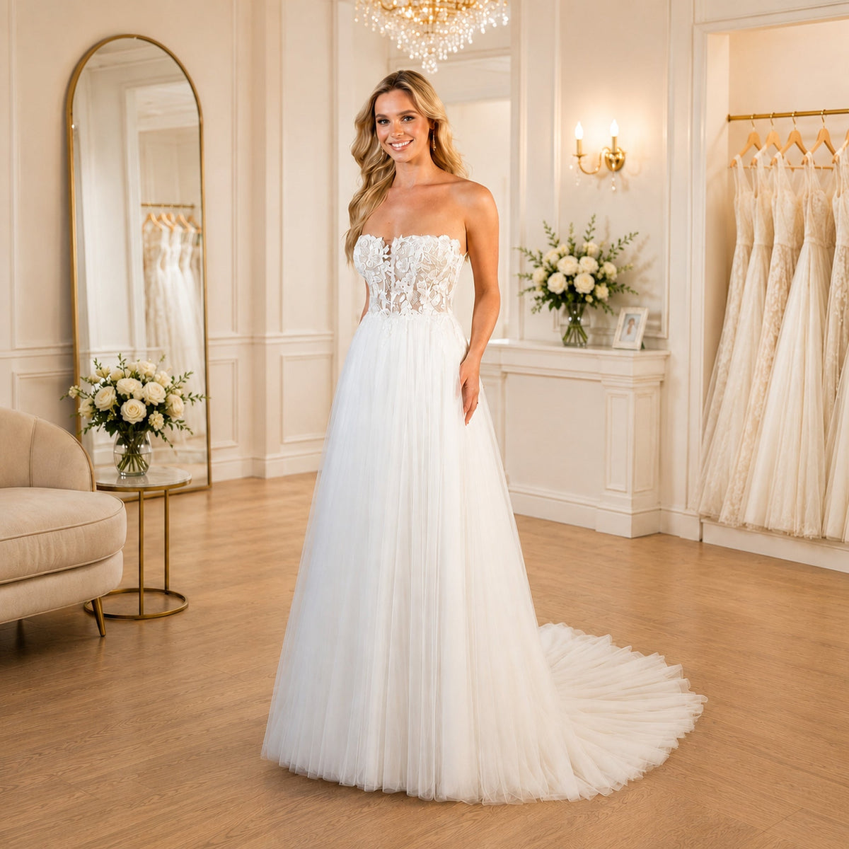 Adelina Wedding Dress, luxury bridal gown, main product image by SimmiUnique