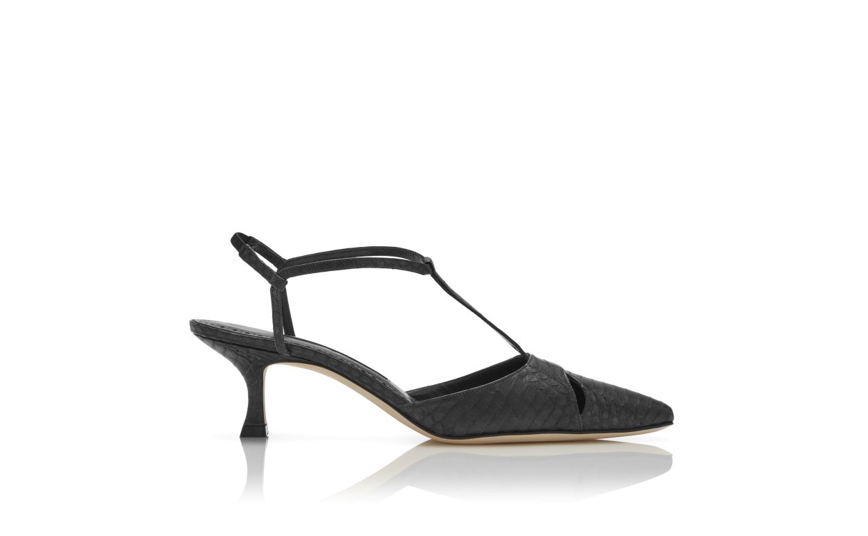 Valentina Élan Black T-Bar T-Bar Shoes – side profile showing black t-bar, slingback, SimmiUnique