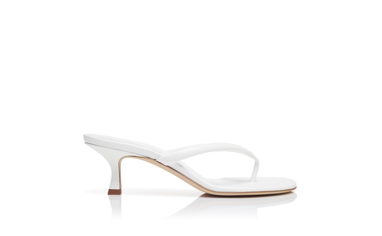 Violetta Élan White Nappa Leather Mules – side profile showing white nappa leather, SimmiUnique