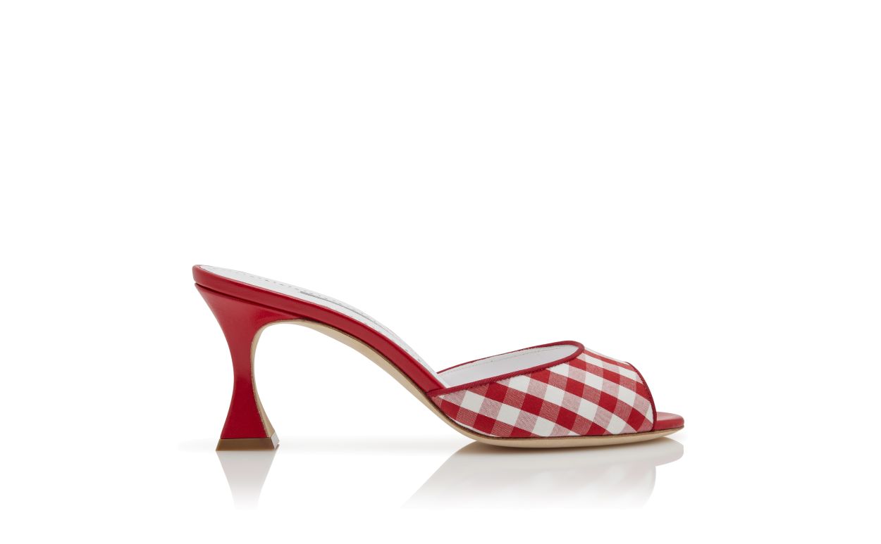 Rosalie Jewel Red Open Toe Mules – side profile showing red open toe, SimmiUnique