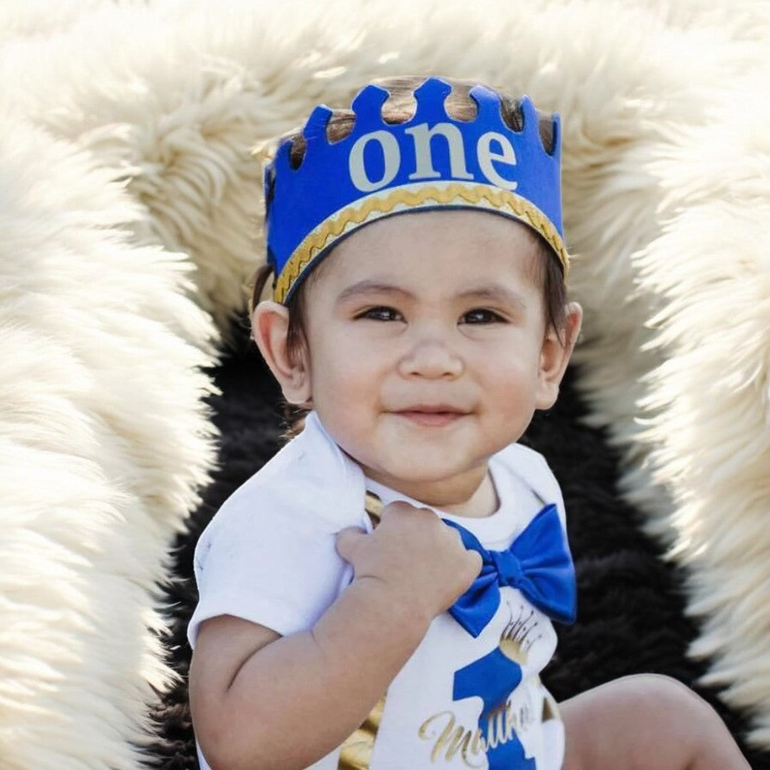 Royal Blue Prince King outfit first smash cake