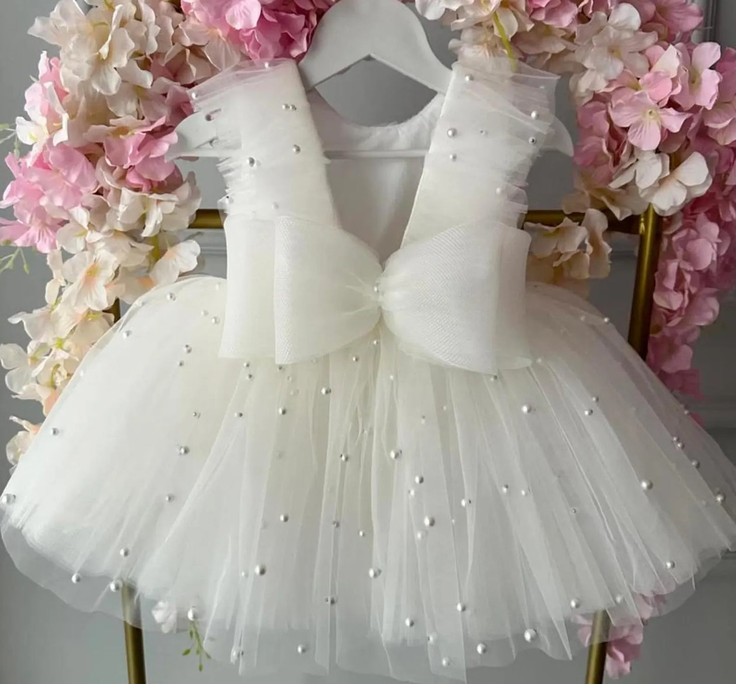 White Birthday Tutu Dress, 1st Birthday Dress
