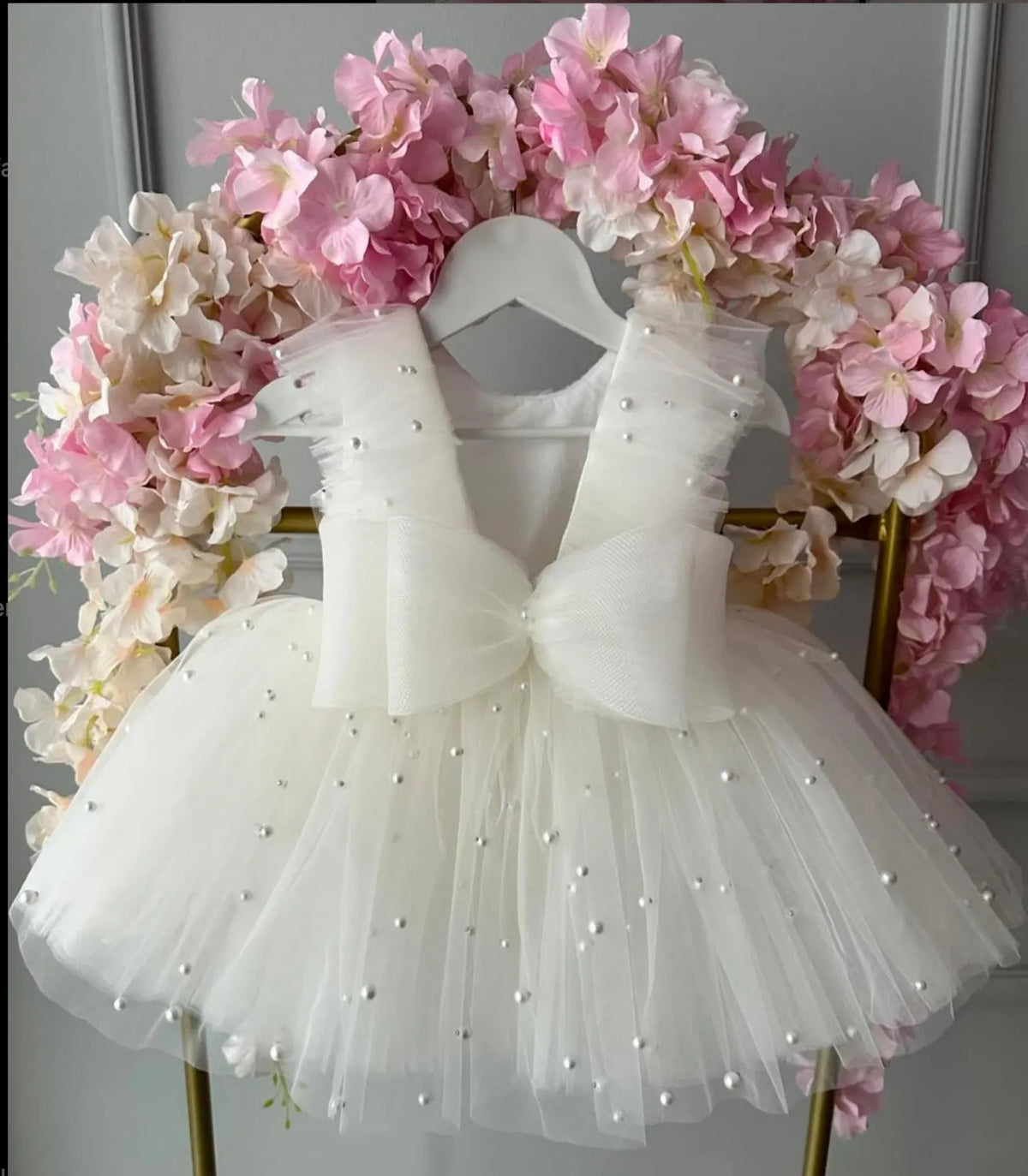 White Birthday Tutu Dress, 1st Birthday Dress – full outfit view