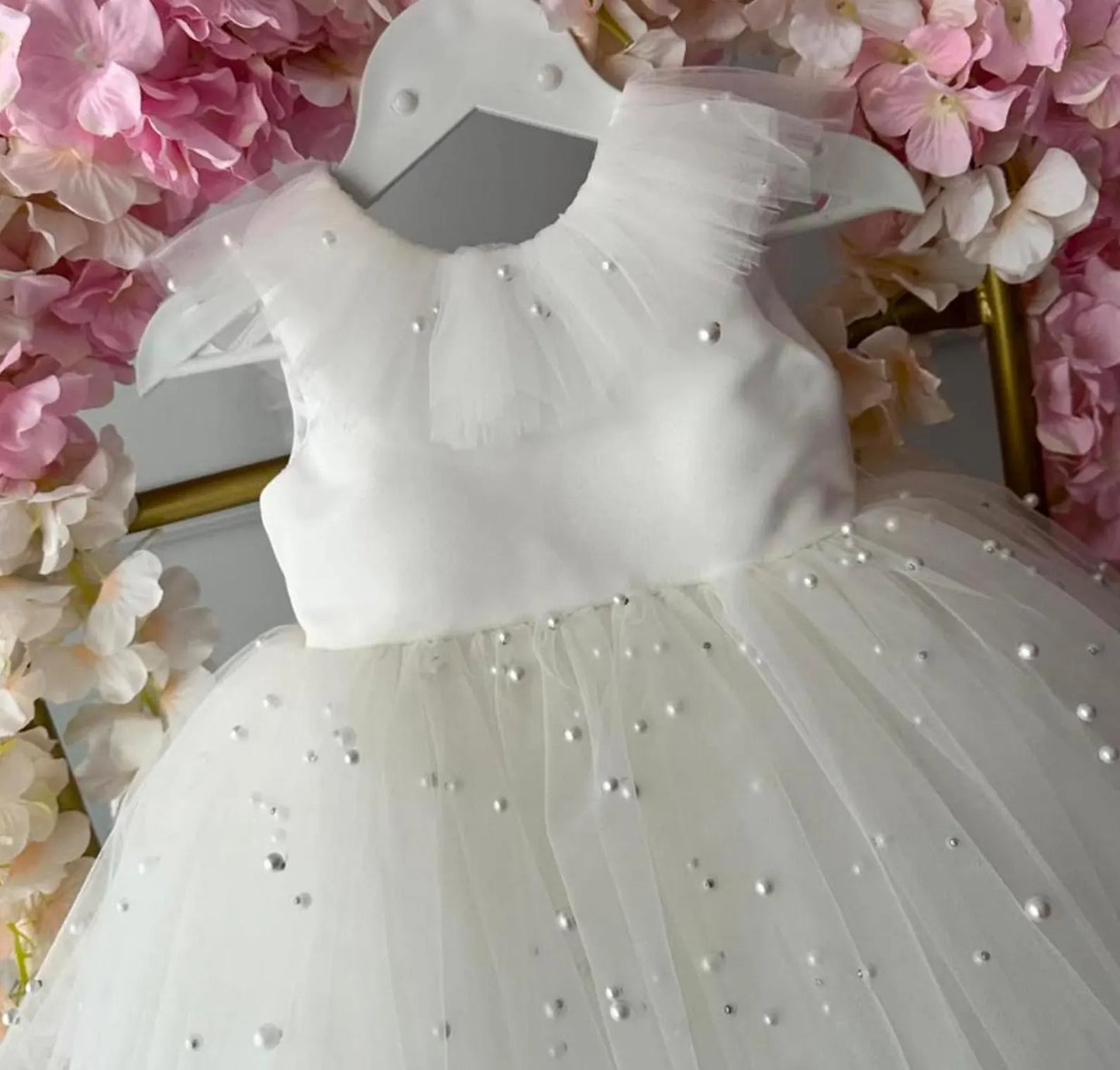 White Birthday Tutu Dress, 1st Birthday Dress
