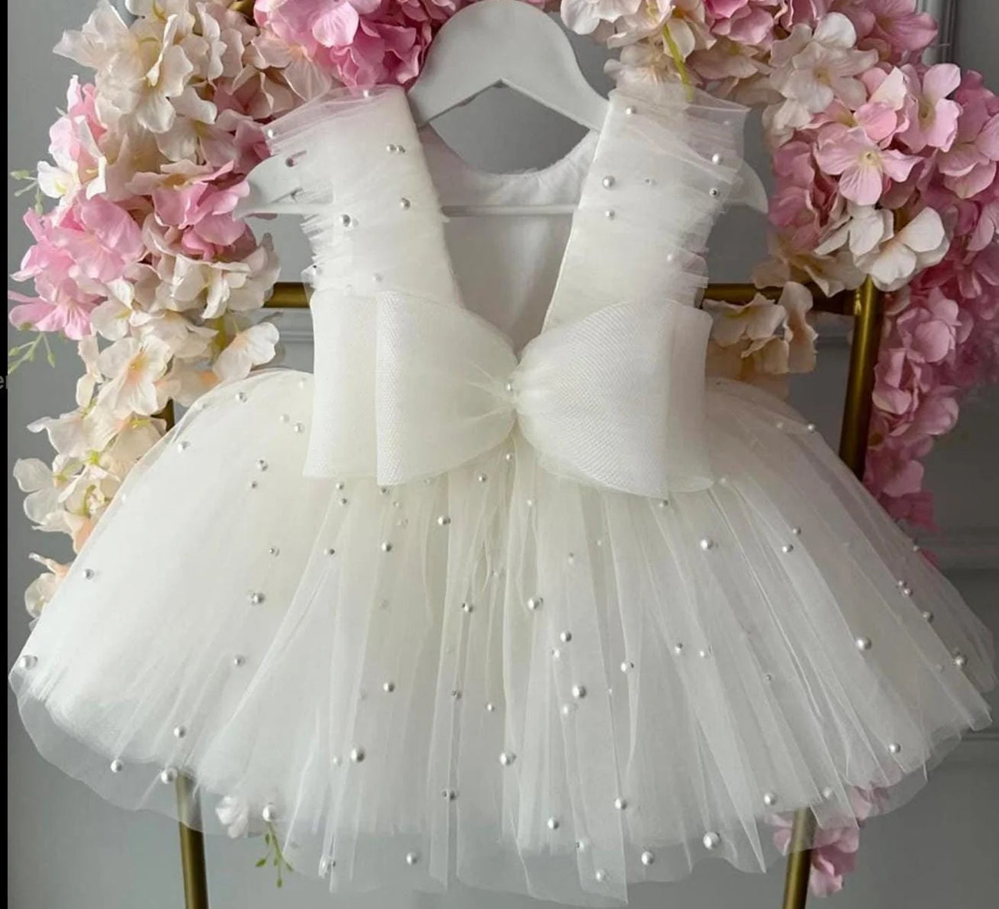 White Birthday Tutu Dress, 1st Birthday Dress