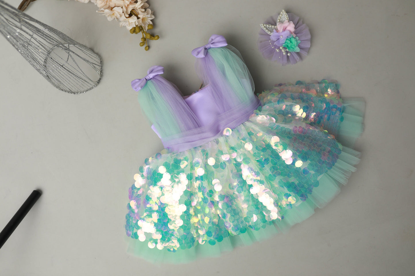 Handmade Mermaid Costume Dress: Baby Girl Party, First Birthday